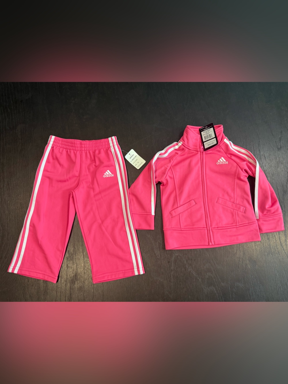 New adidas Pink Girls' Track Jacket & Jogger Set  18 Months